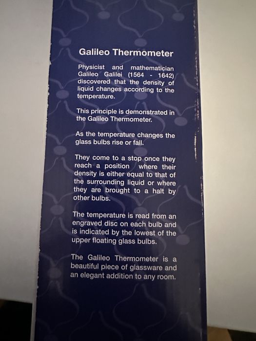 Новый в упаковке Термометр Галілея Thermomètre de Galilée 47*340MM LD#3157104