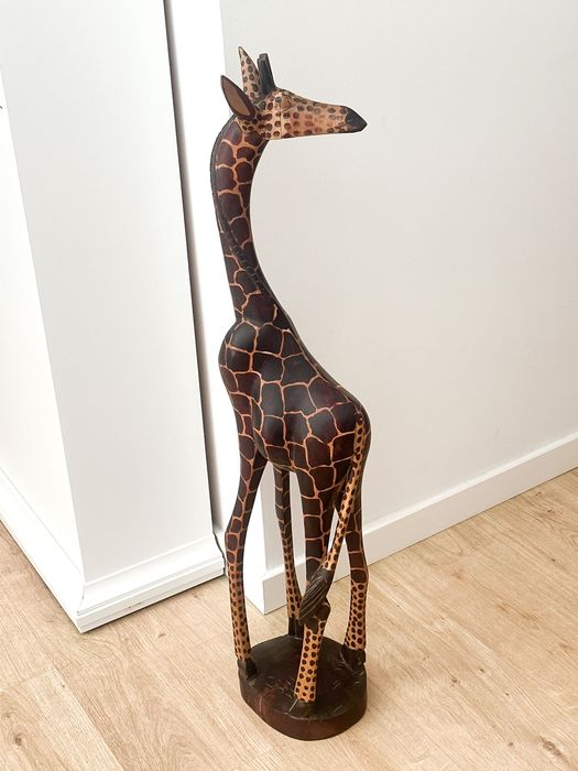 Peca de Decoração em Madeira Maciça - Girafa Grande