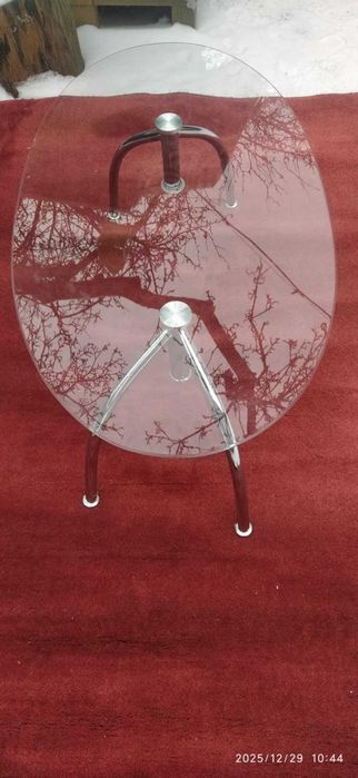 журнальний столик, скляний, овальний