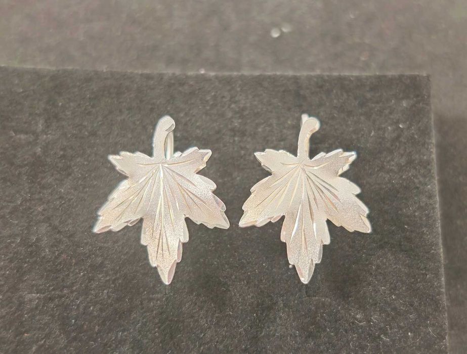 Kolczyki p925 Liść Klonu Vintage Kanada lata 50" Rarytas Idealny stan!