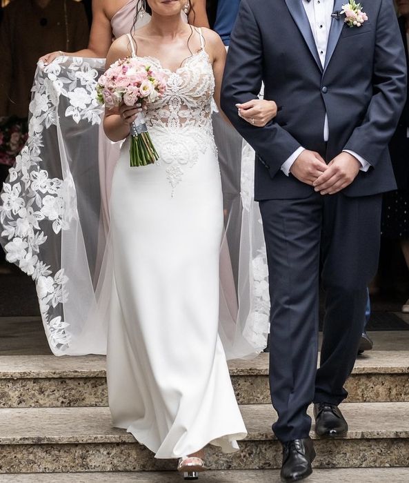 Wyjątkowa suknia ślubna rybka + welon, salon Madonna Kraków