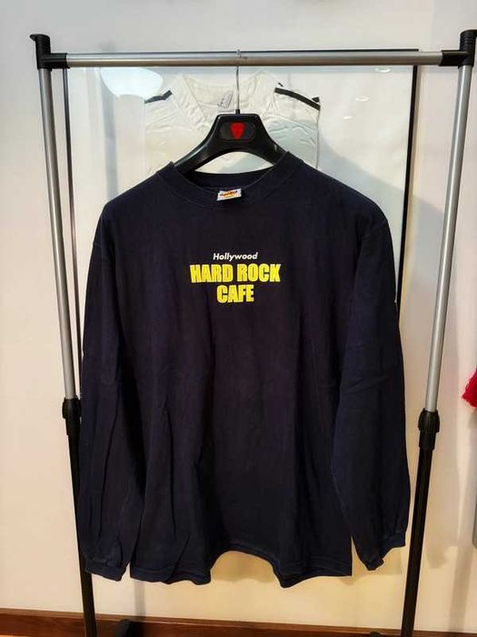 Bluza Vintage 90s Hard Rock Cafe Hollywood USA Longsleeve Navy L
