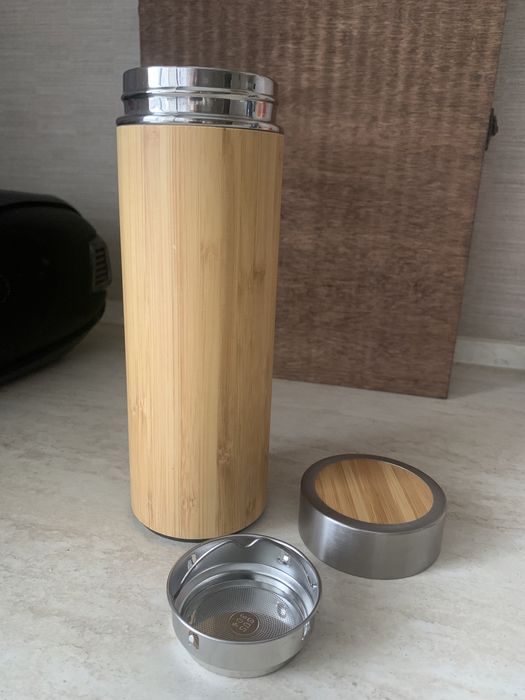 Новые оригинальные термосы из натуральных материалов на 500 мл