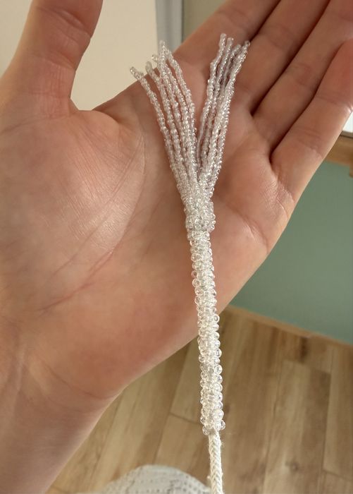 Beżowa bawełniana sukienka boho hippie M 38 L 40 ażurowa na lato