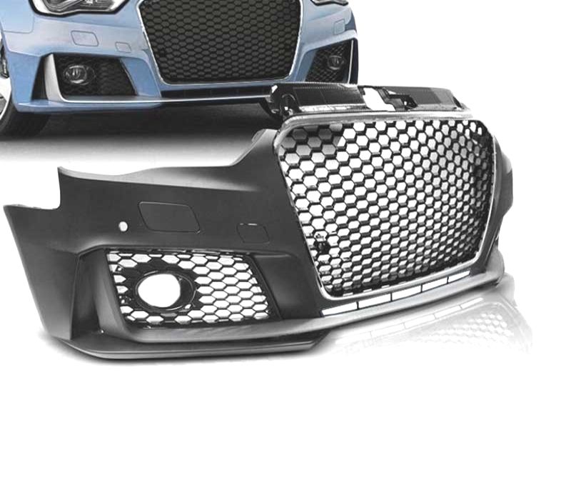 PARACHOQUES FRONTAL AUDI A3 8V 12-16 LOOK RS3 CROMADO PRETO PDC