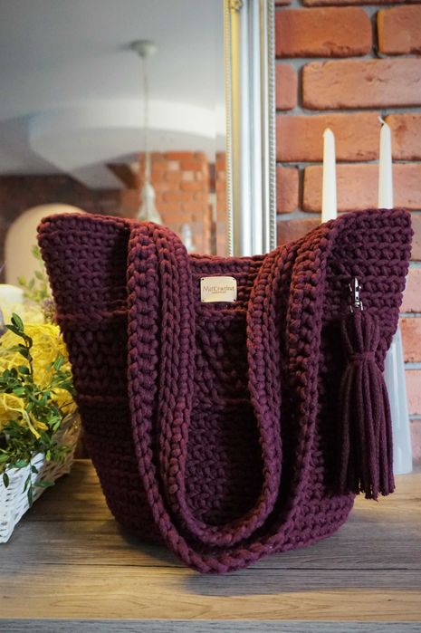torba ze sznurka bawełnianego- różne kolory, handmade