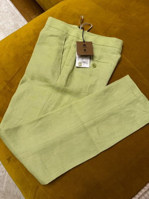 Burberry — жіночі лляні штани, світло-м’ятний колір, розмір S
