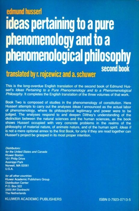 Ideas Pertaining to a Pure Phenomenology and to a Phenomenological...