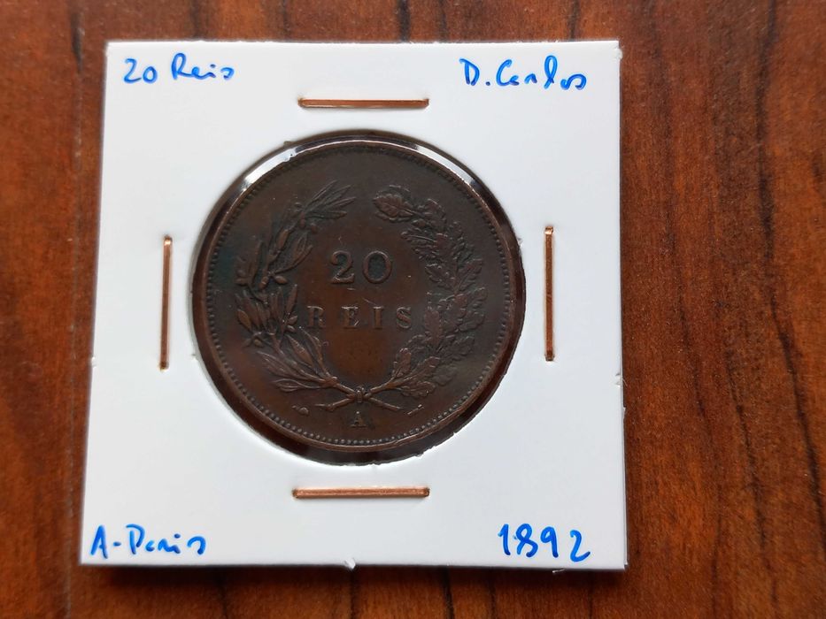 Moeda XX Reis 1892-A D. Carlos (Paris)