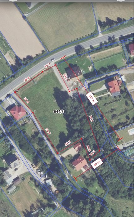 Działka budowlano-leśna 4808 m² – Osieczany-Droginia ,3 km od Myślenic