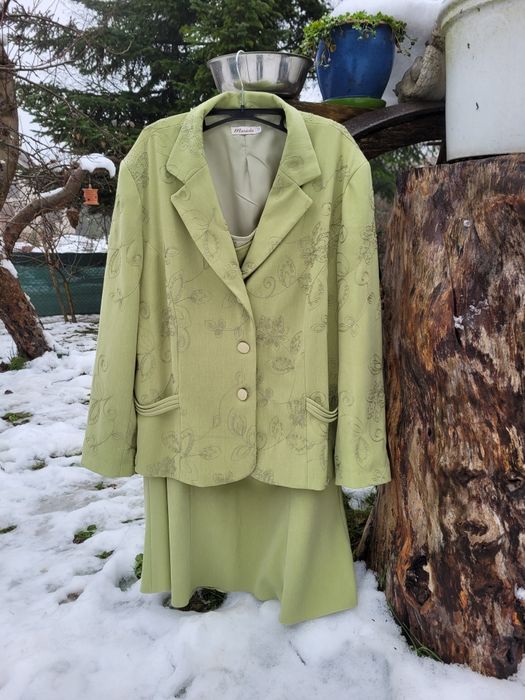 Garnitur Mariola roz 50 oliwkowy wesele sylwester