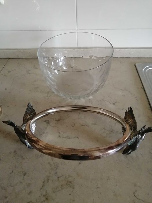 Taça / Saladeira de cristal antiga (troco por barra de 100gr de prata)