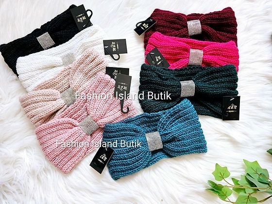 Szeroka opaska zimowa z cyrkoniami