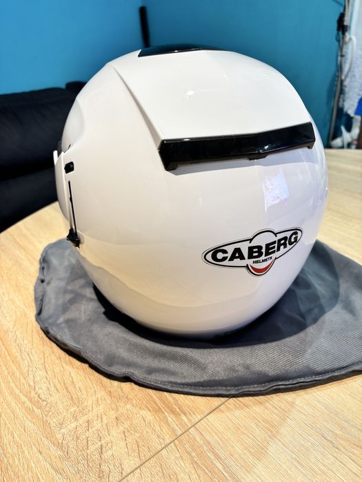 Kask szczekowy blenda przeciwsloneczna interkom CABERG JUSTISSIMO GT 2xl otwierany  otwierana szczeka ladny stan bezwypadkowy bialy