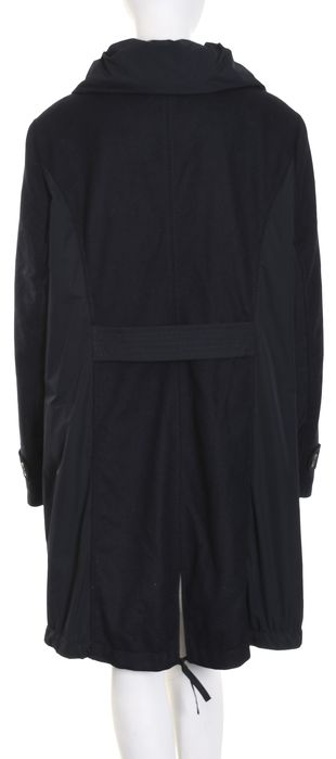 GIL BRET wełniany granatowy płaszcz damski na zamek 65% wełna r. 48