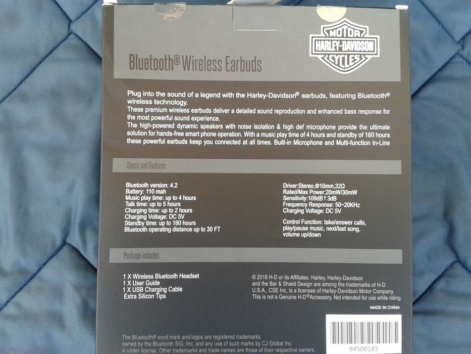 Słuchawki bezprzewodowe z mikrofonem bluetooth harley