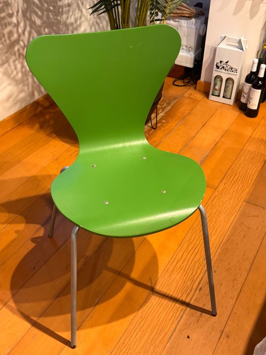 Cadeiras verdes madeira e inox