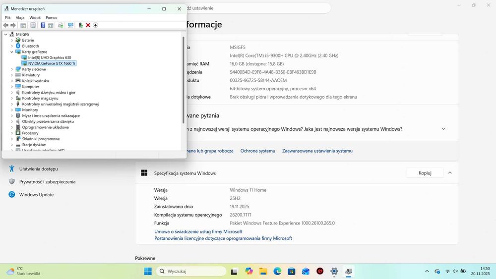 MSI GF65 Thin 9SD | i5 4x 2.4 - 4.1 GHz | GTX 1660 Ti 6GB | RAM 16GB