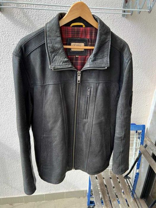 Casaco de pele vintage cinzento escuro