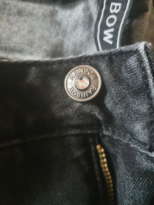 Jeansy czarne haftowane róże 40 L XL spodnie damskie