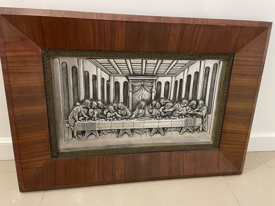 Quadro em Estanho da "Última Ceia" com moldura