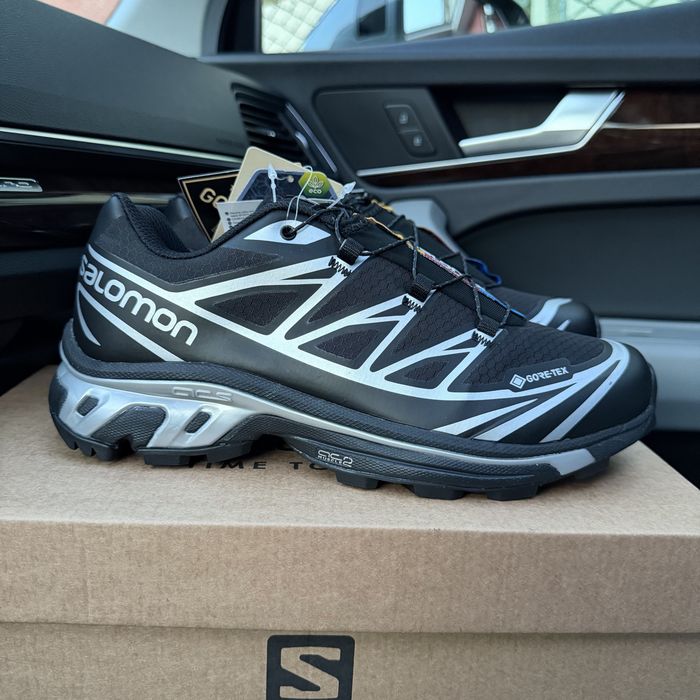 Чоловічі вологостійкі термо кросівки саломон осіні зимові  Salomon XT6 Gore Tex black silver premium