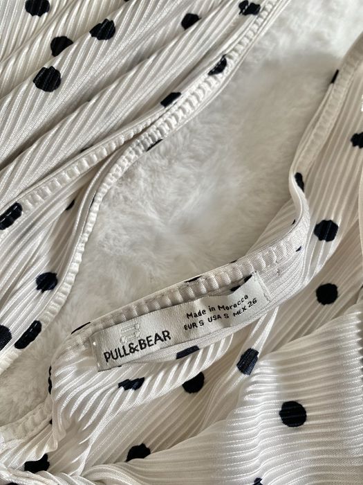 Biała krótka luźna sukienka w kropki groszki S 36 pull&bear coquette