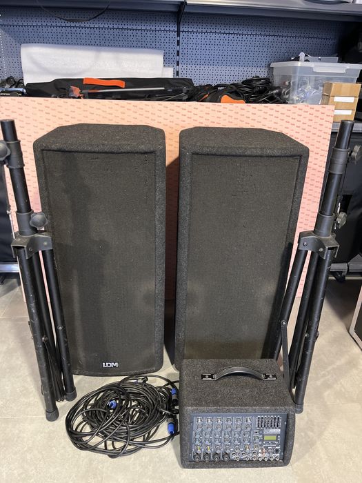 Zestaw nagłośnienia LDM PDP-612 Powermixer SMX-800R + kable i ststywy