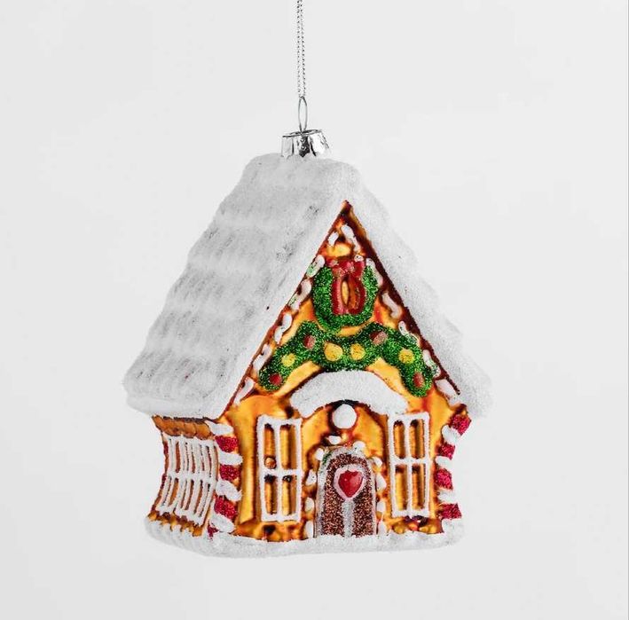 Szklana Bombka choinkowa domek z piernika na prezent dla dziecka