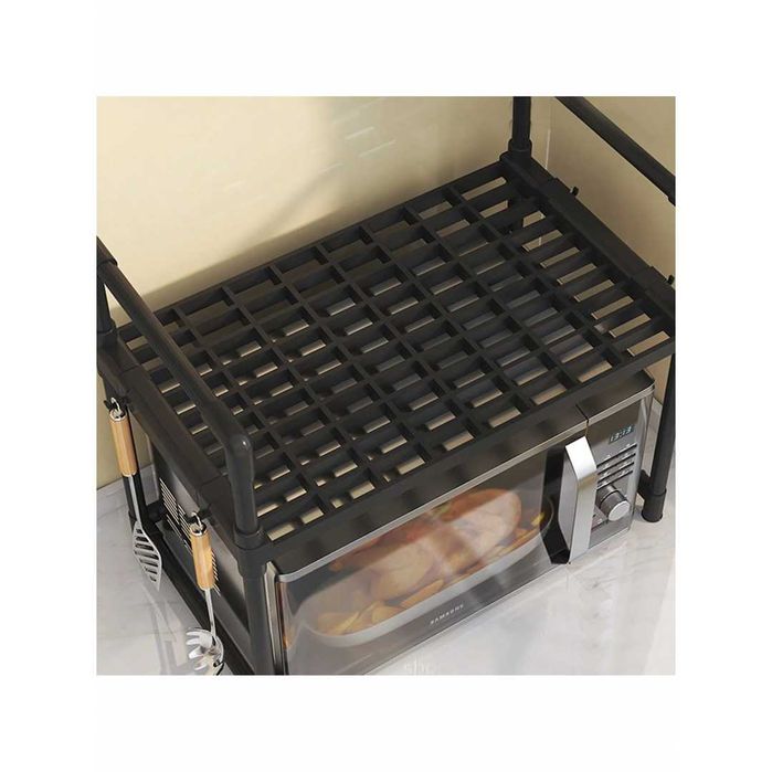 кухонний стелаж під мікрохвильову піч з полицею для посуду спецій