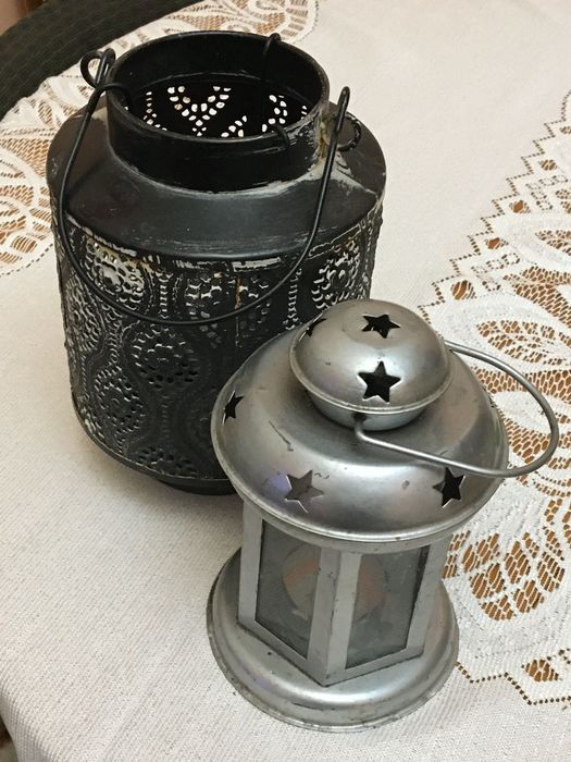 Lampiony 2 szt, na świece pojedyńcze, 18 i 15 cm