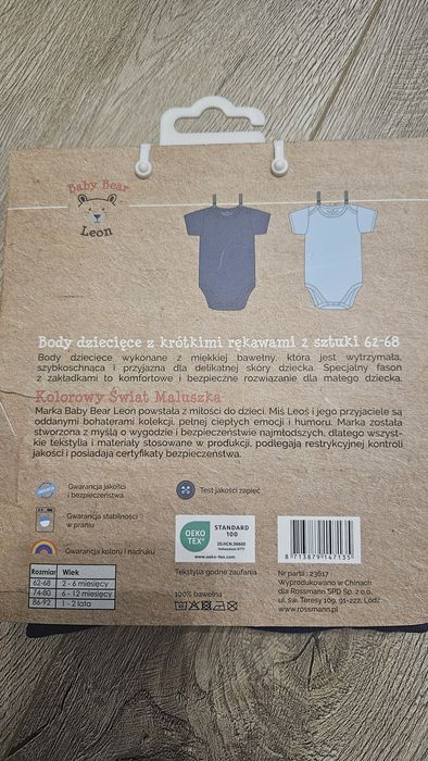 Body 2 pak baby bear Leon rossmann delikatna bawełna 62-68 krótki