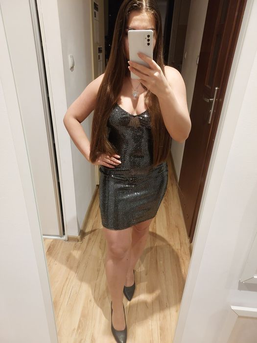 Srebrna sukienka h&m 36