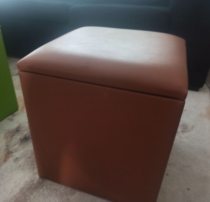 Caixa Puff verde + castanha