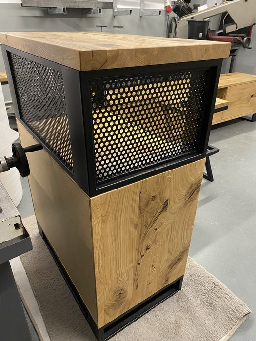 Barek witryna na alkohol metalowy debowy loft