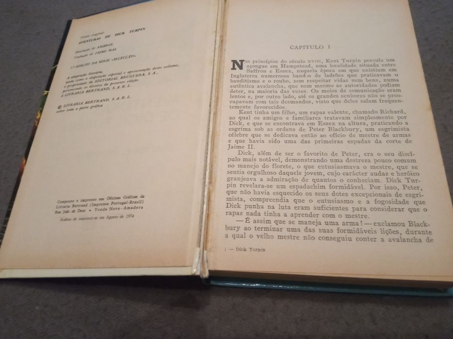 Livro Juvenil" Aventuras de Dick Turpin" Anos 70