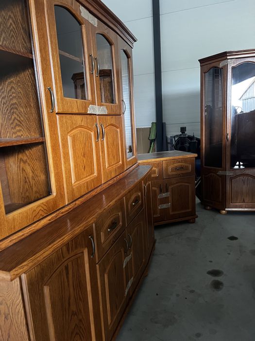 Meble drewniane, zestaw mebli drewnianych, komoda, szafka narożna