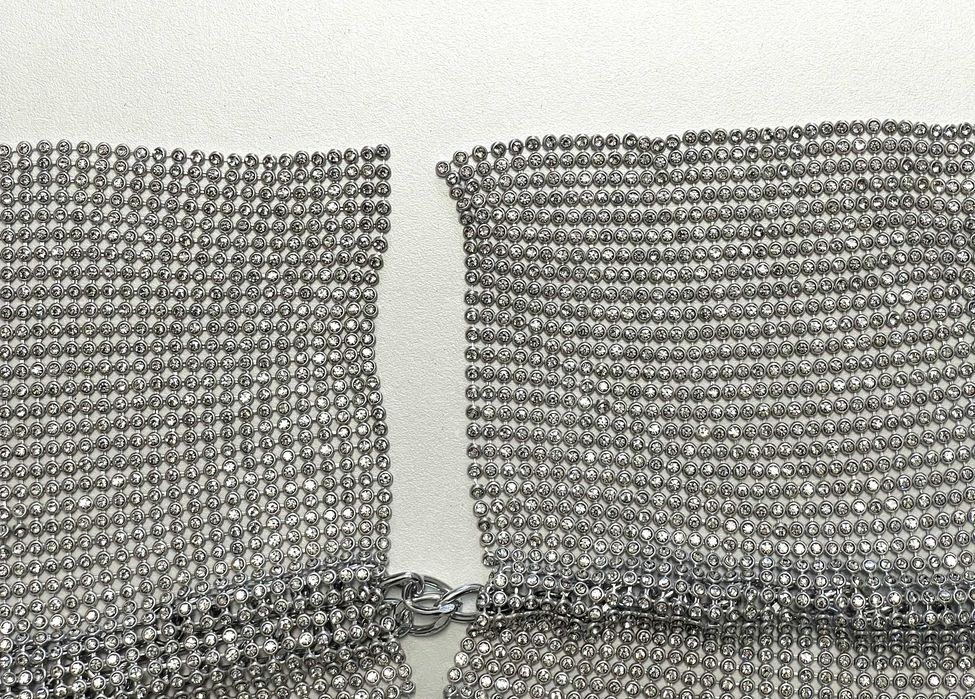 Sutiã Top de malha metálica com strass P