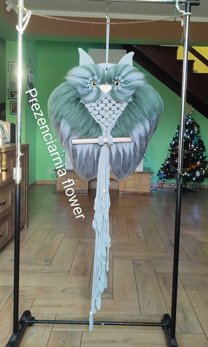 Sowa z makramy puchata kolory dowolne