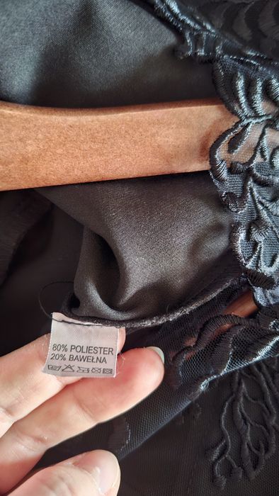 Elegancki  czarny kombinezon spodnium wyszywany haft 38 M kieszenie