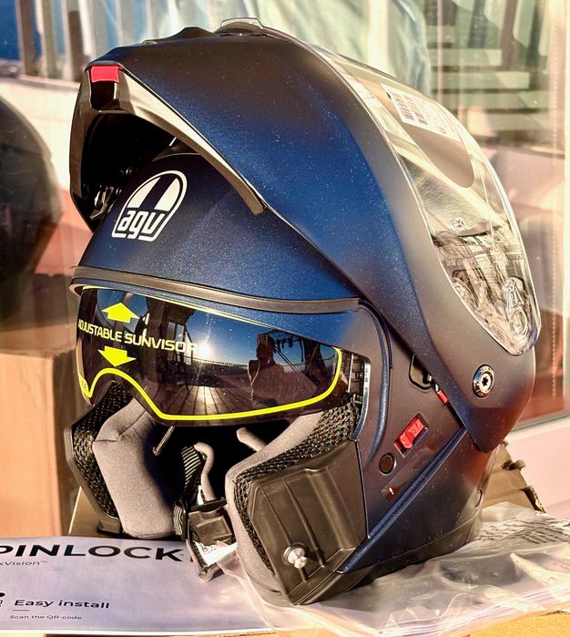 Capacete modular NOVO AGV Streetmodular azul escuro (33% DESCONTO) Tamanho M
