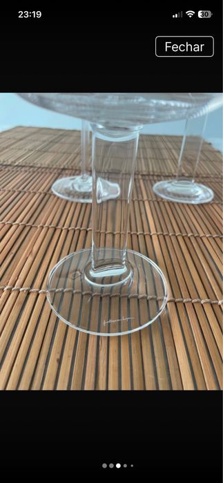 Set copos cristal assinatura Fatima Lopes  branco, tinto e agua