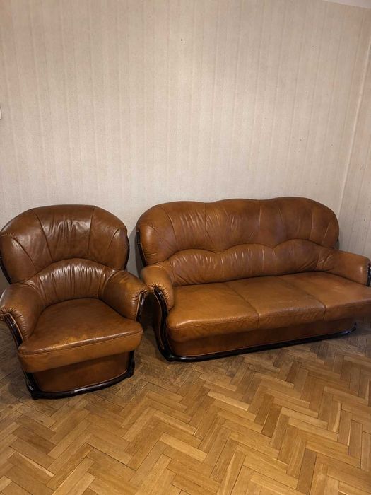 Sofa z funkcją spania i dwa fotele