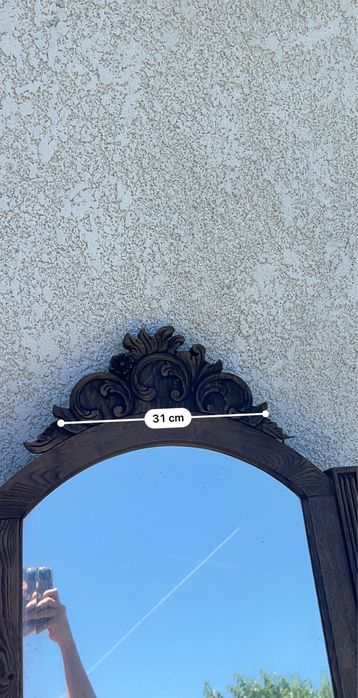 Espelho Antigo em Madeira Maciça Escura – Estilo Clássico- para restauro