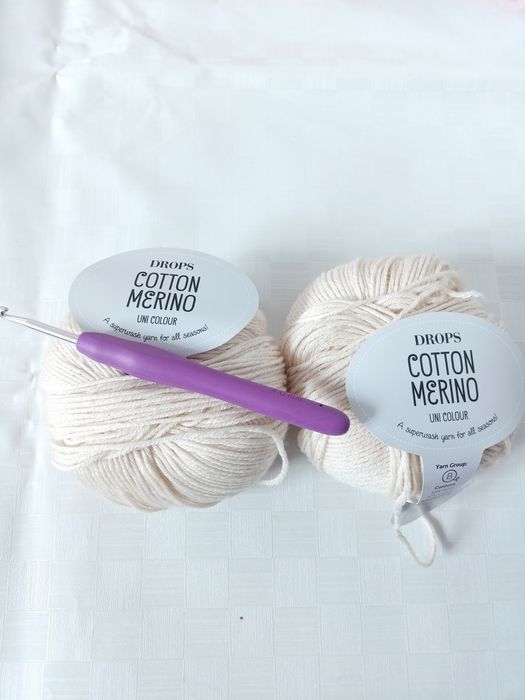 Włóczka Drops Cotton merino plus szydełko 4mm.