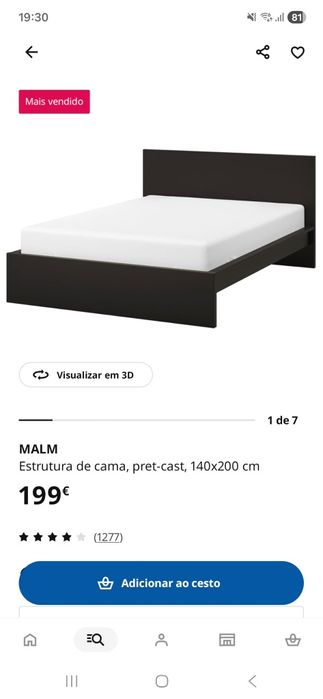 Estrutura de cama 140x200cm ikea preto