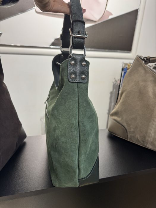 Сумка мягкая замшевая  черная сумка мешок Италия