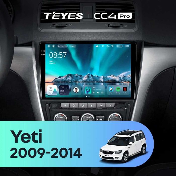 Штатна магнітола Teyes CC4 Pro 2k 8+128 Gb Skoda Yeti 5L 2009-2014