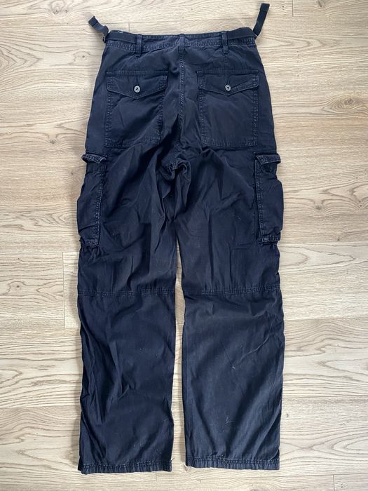 Bershka spodnie bojówki czarne szeroka nogawka M