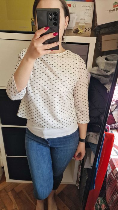 Bluzka luźna elegancka 3/4 rękaw M&S Collection wzór
